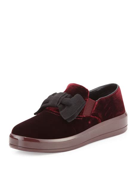 Prada Bow Velvet Skate Sneaker 